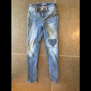 Girls light and dark wash jeans with heart